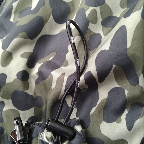 Victoria's Secret PINK Green Camo Leopard Print Zip Up Anorak Jacket Women's XS - Picture 12 of 12